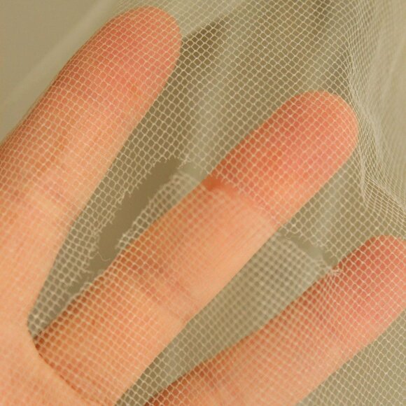 Vintage 1940s 1950s Bridal Veil With Tulle And Pearl Trim, Winter White Blusher - Picture 6 of 10